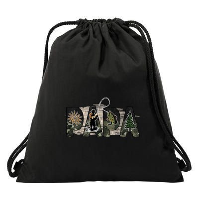 Father's Day Fishing Papa Gift For Dad Drawstring Bag