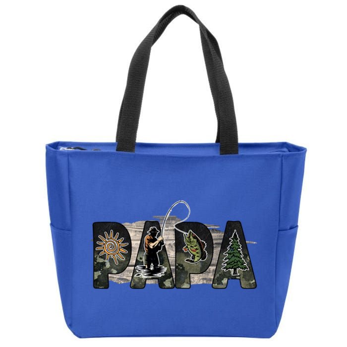 Father's Day Fishing Papa Gift For Dad Zip Tote Bag