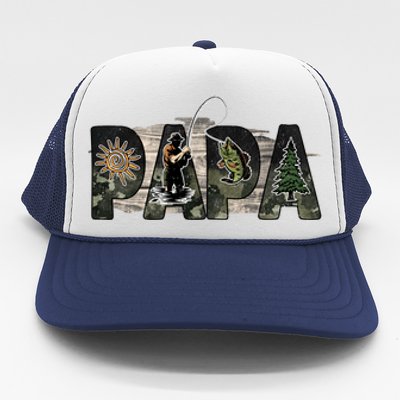 Father's Day Fishing Papa Gift For Dad Trucker Hat