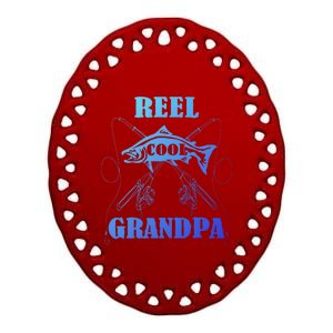 Fathers Day Funny Grandpa Fishing Reel Cool Pops Dad Joke Gift Ceramic Oval Ornament