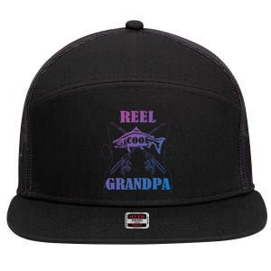 Fathers Day Funny Grandpa Fishing Reel Cool Pops Dad Joke Gift 7 Panel Mesh Trucker Snapback Hat