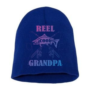 Fathers Day Funny Grandpa Fishing Reel Cool Pops Dad Joke Gift Short Acrylic Beanie