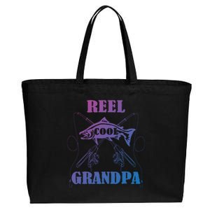 Fathers Day Funny Grandpa Fishing Reel Cool Pops Dad Joke Gift Cotton Canvas Jumbo Tote