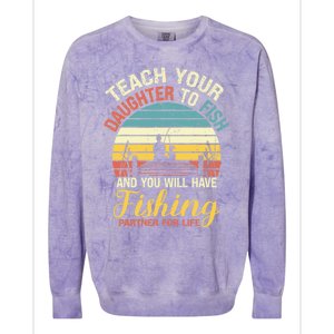 Father Daughter Fishing Dad Cute Gift Colorblast Crewneck Sweatshirt