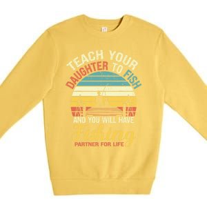 Father Daughter Fishing Dad Cute Gift Premium Crewneck Sweatshirt