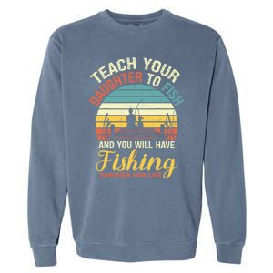 Father Daughter Fishing Dad Cute Gift Garment-Dyed Sweatshirt