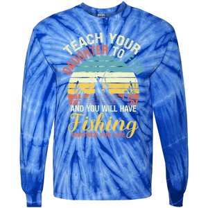 Father Daughter Fishing Dad Cute Gift Tie-Dye Long Sleeve Shirt