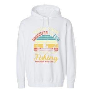 Father Daughter Fishing Dad Cute Gift Garment-Dyed Fleece Hoodie