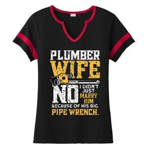 Funny Design For Plumber Wife - Plumbing Pipefitters Plumber Ladies Halftime Notch Neck Tee