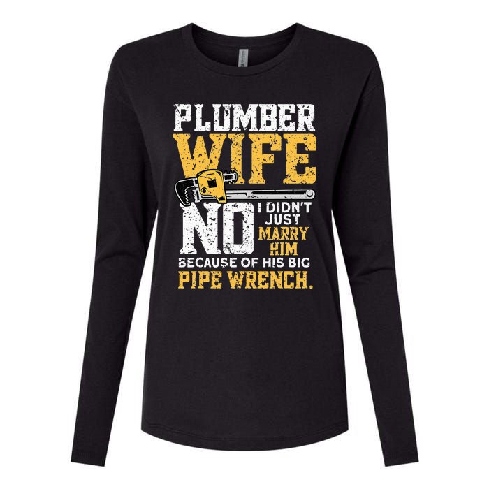 Funny Design For Plumber Wife - Plumbing Pipefitters Plumber Womens Cotton Relaxed Long Sleeve T-Shirt