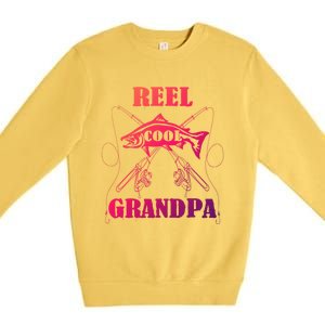 Fathers Day Funny Grandpa Fishing Reel Cool Pops Dad Joke Gift Premium Crewneck Sweatshirt