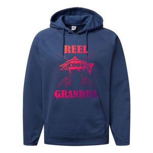 Fathers Day Funny Grandpa Fishing Reel Cool Pops Dad Joke Gift Performance Fleece Hoodie