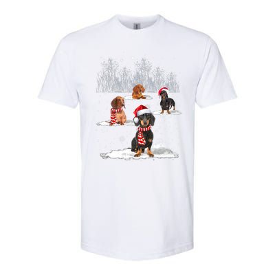 Funny Dachshund Friends Christmas On Snow Xmas Pajama Gift Softstyle® CVC T-Shirt