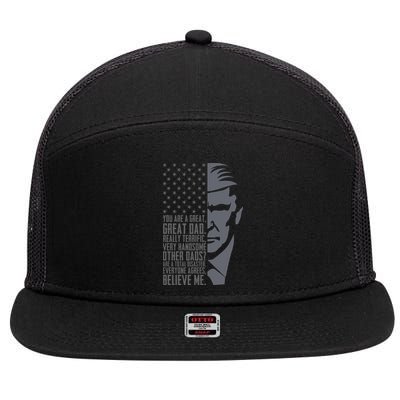 Fathers Day Funny Dad Shirts Great Dad Donald Trump Father's Day Gift Tee 7 Panel Mesh Trucker Snapback Hat