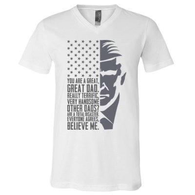 Fathers Day Funny Dad Shirts Great Dad Donald Trump Father's Day Gift Tee V-Neck T-Shirt