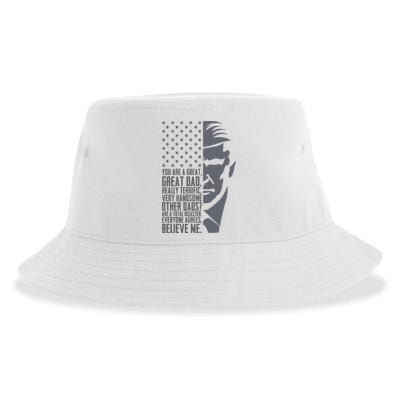 Fathers Day Funny Dad Shirts Great Dad Donald Trump Father's Day Gift Tee Sustainable Bucket Hat