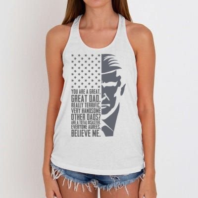 Fathers Day Funny Dad Shirts Great Dad Donald Trump Father's Day Gift Tee Women's Knotted Racerback Tank