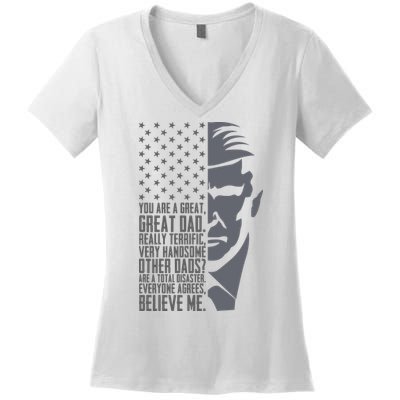 Fathers Day Funny Dad Shirts Great Dad Donald Trump Father's Day Gift Tee Women's V-Neck T-Shirt