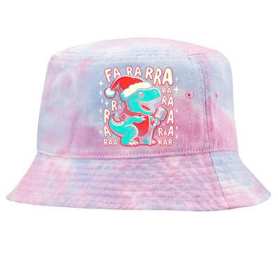 Funny Dinosaur Fa Ra Ra Rawr Trex Singing Chrismas Song Gift Tie-Dyed Bucket Hat