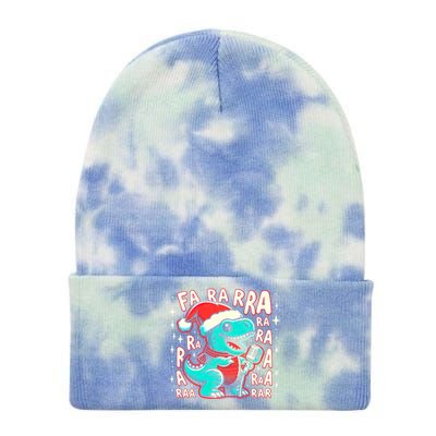 Funny Dinosaur Fa Ra Ra Rawr Trex Singing Chrismas Song Gift Tie Dye 12in Knit Beanie