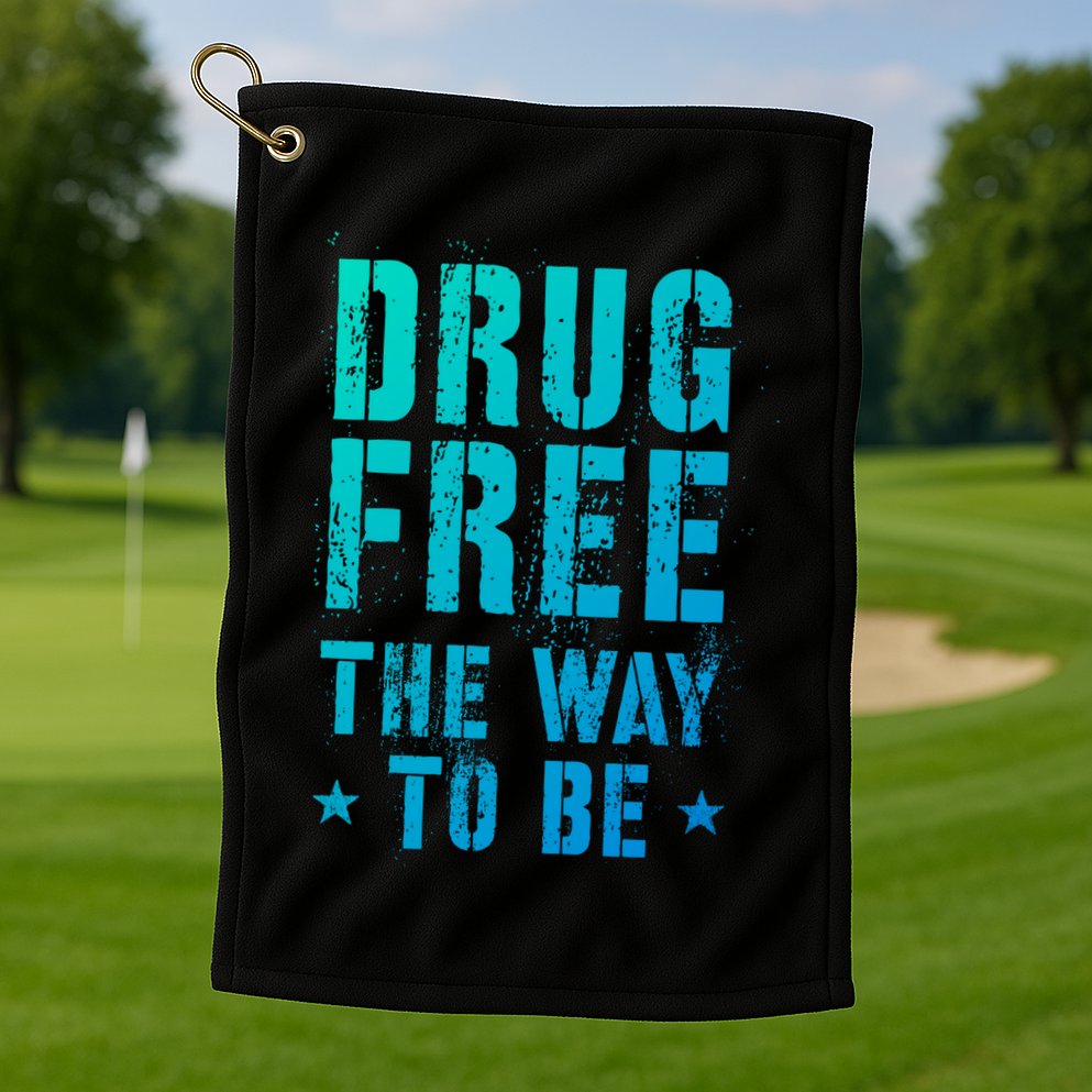 Funny Drug Free The Way To Be Clean Na Inspirational Funny Gift Golf Towel