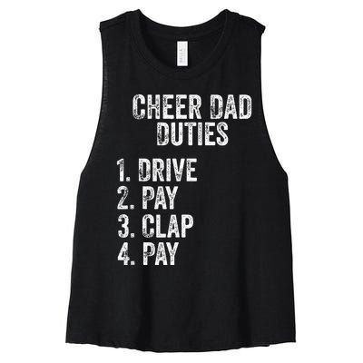 Fathers Day Funny Cheer Dad Duties Drive Pay Clap Women's Racerback Cropped Tank