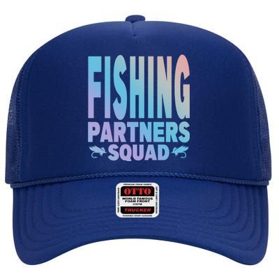 Fishing Dad Funny Gift Of Son Daughter Family Team Fishing Squad Great Gift High Crown Mesh Back Trucker Hat