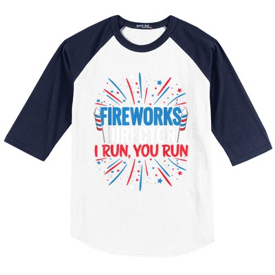 Fireworks Director Funny 4th Of July Firework Director Gift Baseball Sleeve Shirt