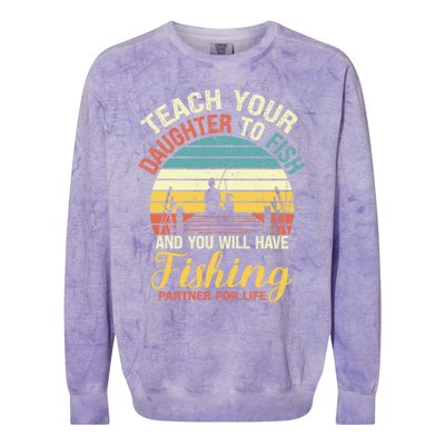 Father Daughter Fishing Dad Gift Colorblast Crewneck Sweatshirt