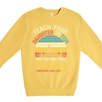 Father Daughter Fishing Dad Gift Premium Crewneck Sweatshirt