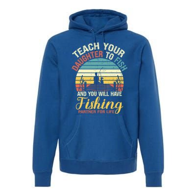 Father Daughter Fishing Dad Gift Premium Hoodie