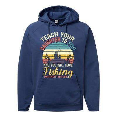 Father Daughter Fishing Dad Gift Performance Fleece Hoodie