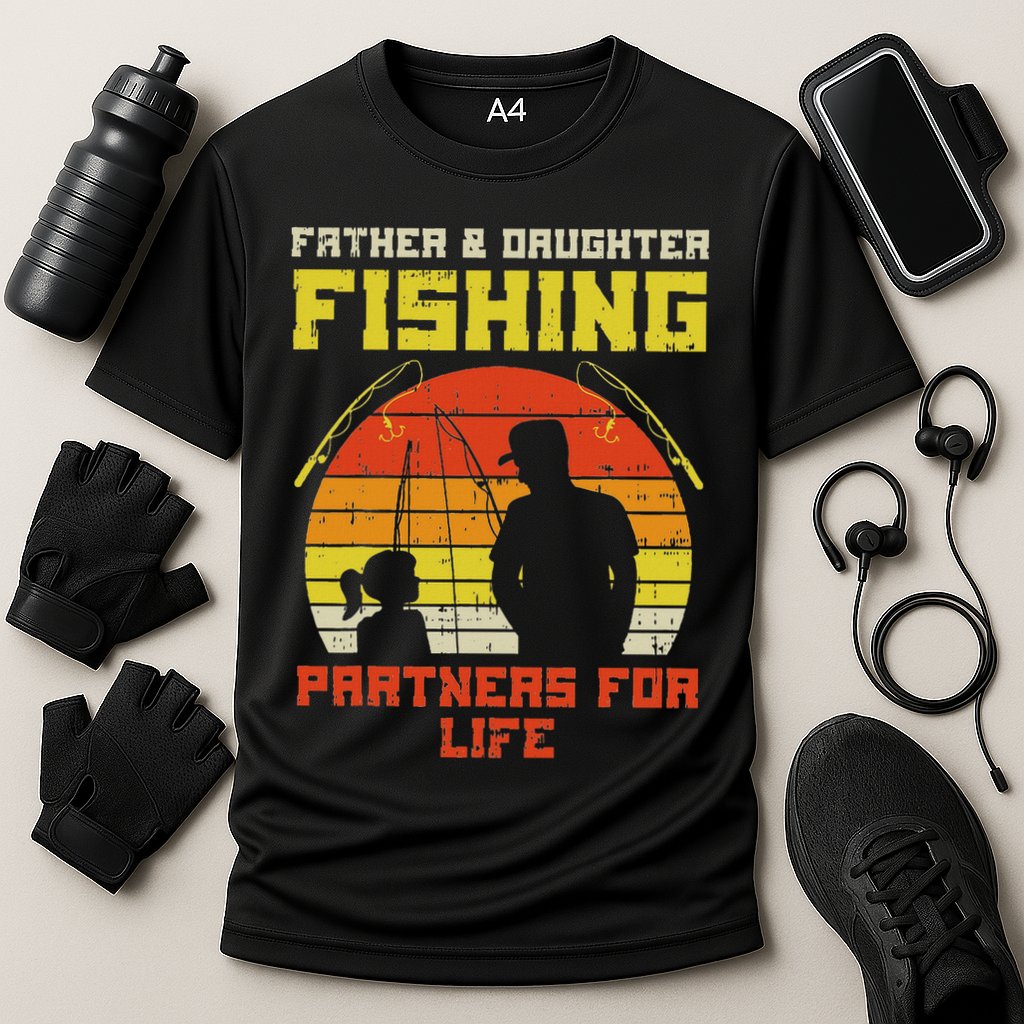 Father Daughter Fishing Partner For Life Retro Matching Gift Cooling Performance Crew T-Shirt