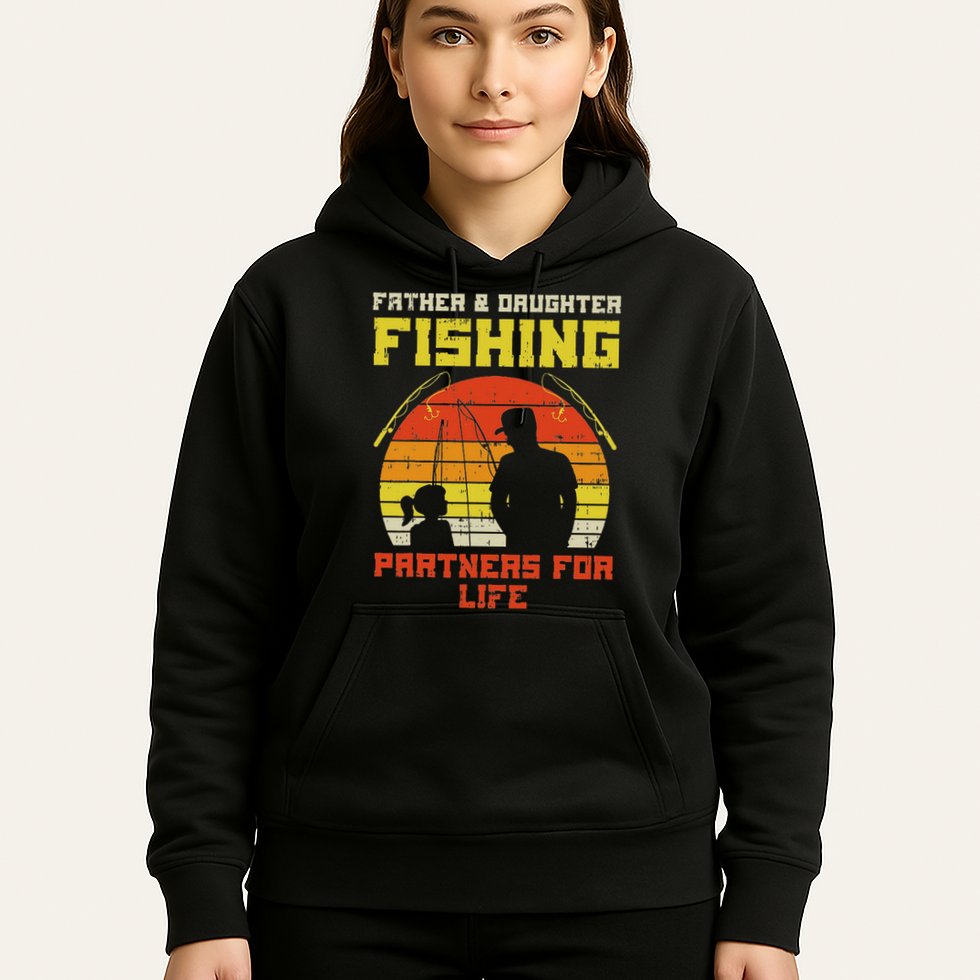 Father Daughter Fishing Partner For Life Retro Matching Gift Hoodie