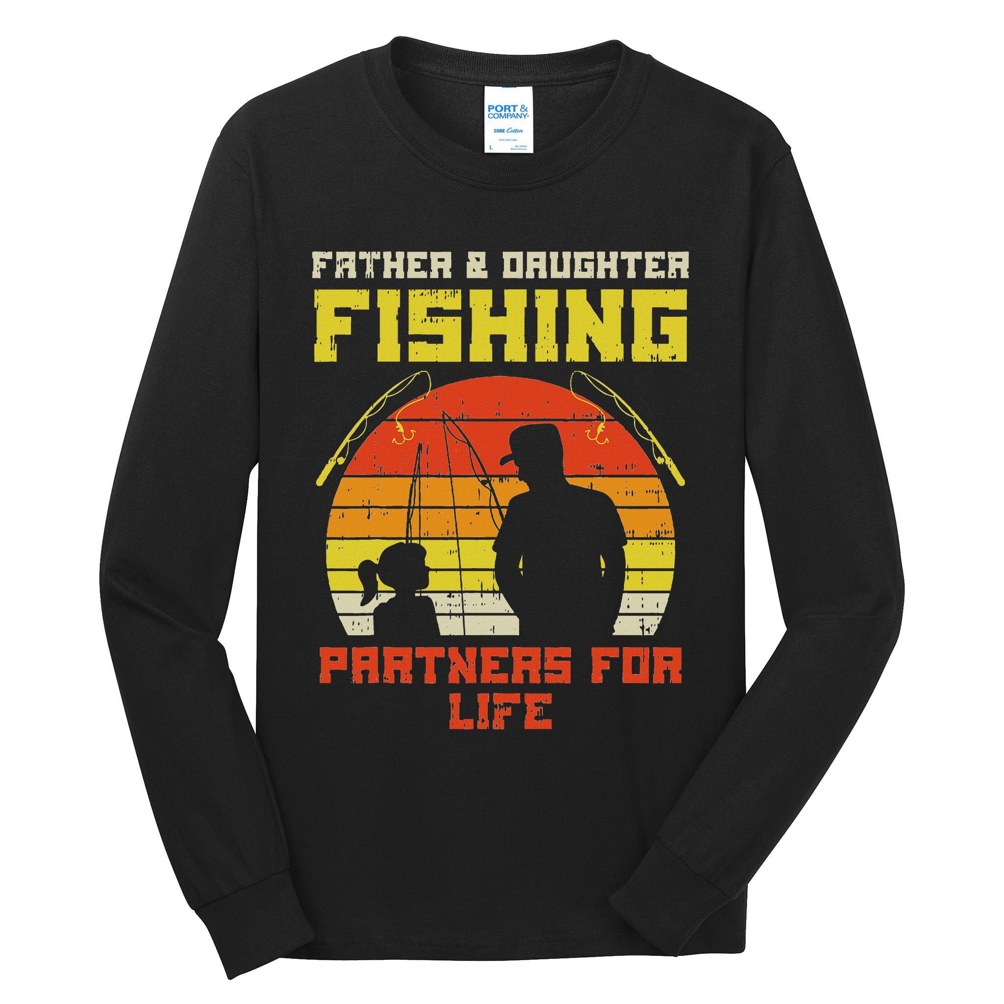 Father Daughter Fishing Partner For Life Retro Matching Gift Tall Long Sleeve T-Shirt