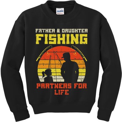 Father Daughter Fishing Partner For Life Retro Matching Gift Kids Sweatshirt