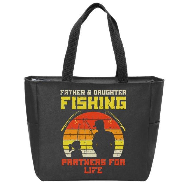 Father Daughter Fishing Partner For Life Retro Matching Gift Zip Tote Bag