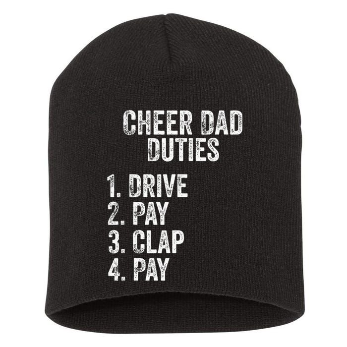 Fathers Day Funny Cheer Dad Duties Drive Pay Clap Short Acrylic Beanie