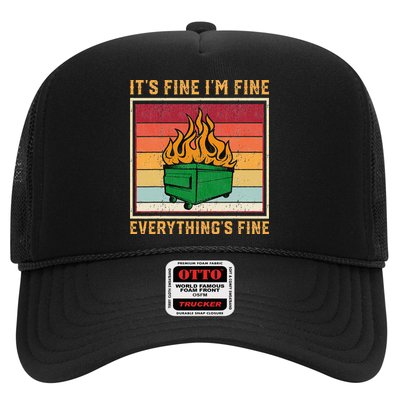 Funny Dumpster Fire It’s Fine I’m Fine Everything’s Trucker Hat