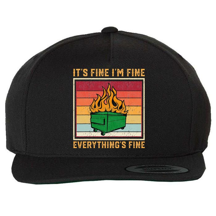 Funny Dumpster Fire It’s Fine I’m Fine Everything’s Wool Snapback Cap