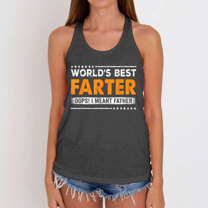 Fathers Day Funny Worlds Best Farter I Mean Father Women's Knotted Racerback Tank