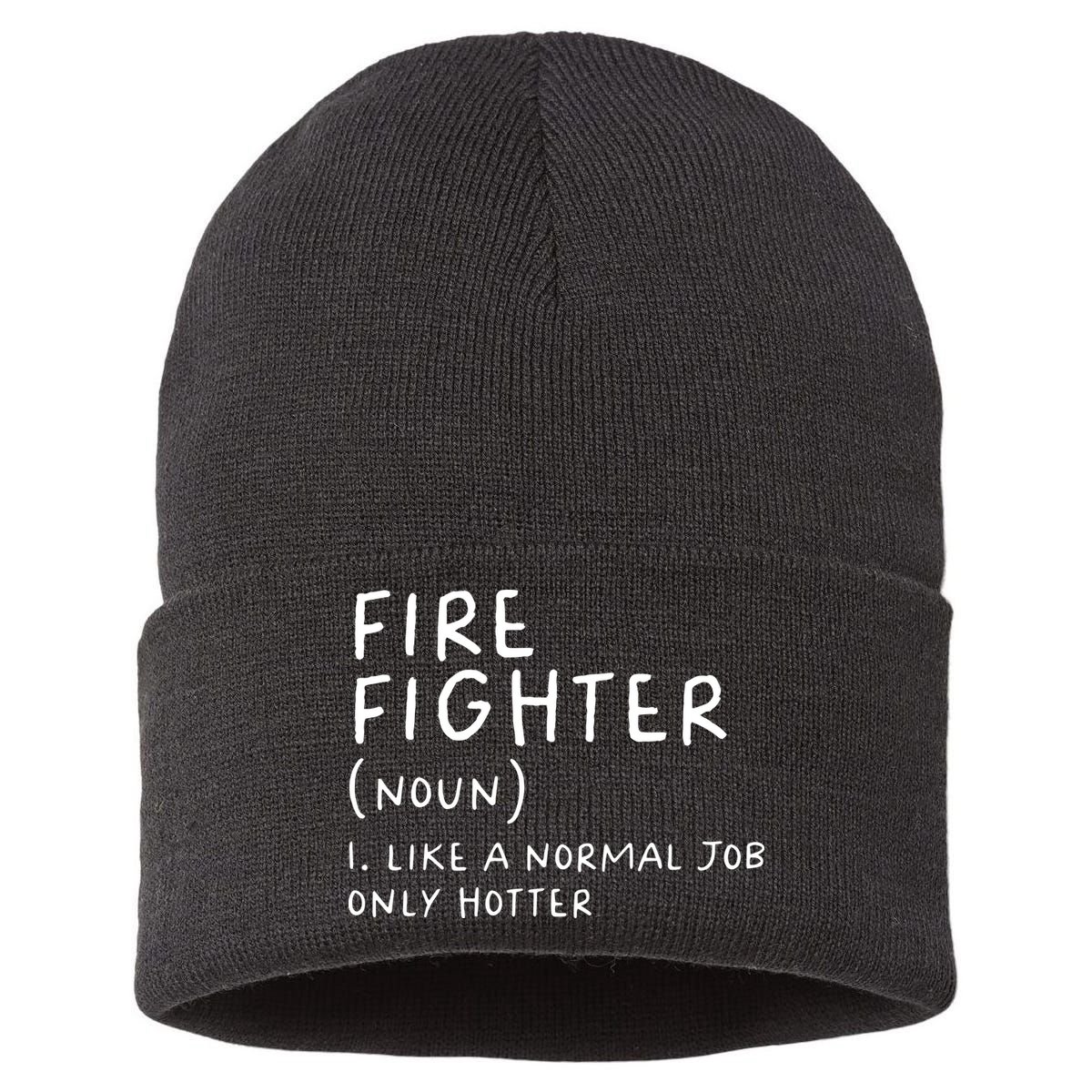 Firefighter Definition Funny Sustainable Knit Beanie