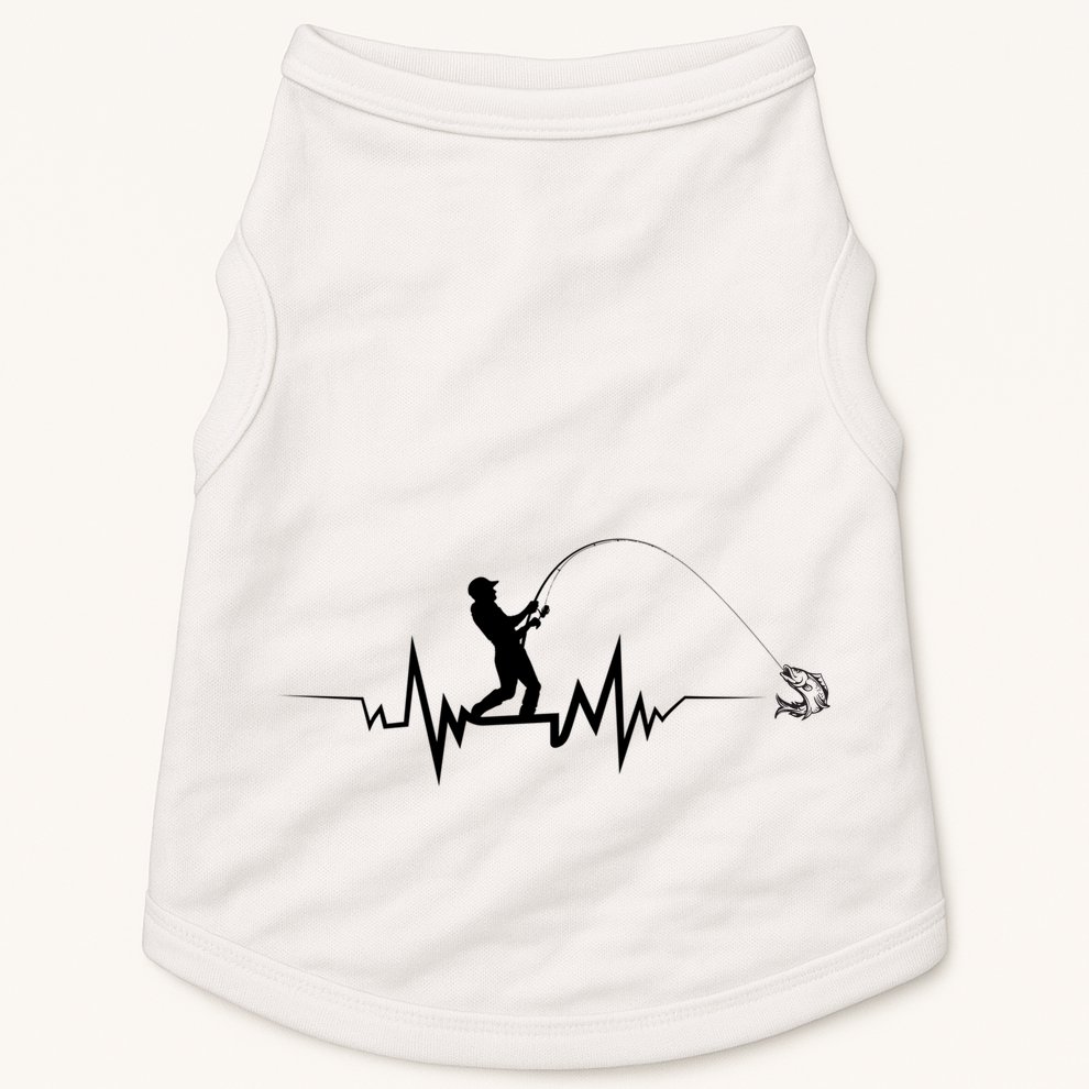 Funny Design For Fisherman Fishing Heartbeat Gift Doggie Tank