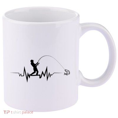 Funny Design For Fisherman Fishing Heartbeat Gift 11oz C Handle Ceramic Mug