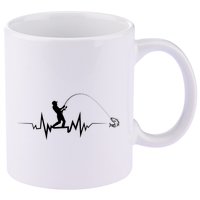 Funny Design For Fisherman Fishing Heartbeat Gift 11oz C Handle Ceramic Mug