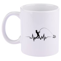 Funny Design For Fisherman Fishing Heartbeat Gift 11oz C Handle Ceramic Mug