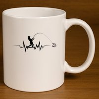 Funny Design For Fisherman Fishing Heartbeat Gift 11oz C Handle Ceramic Mug