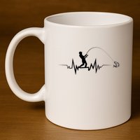 Funny Design For Fisherman Fishing Heartbeat Gift 11oz C Handle Ceramic Mug