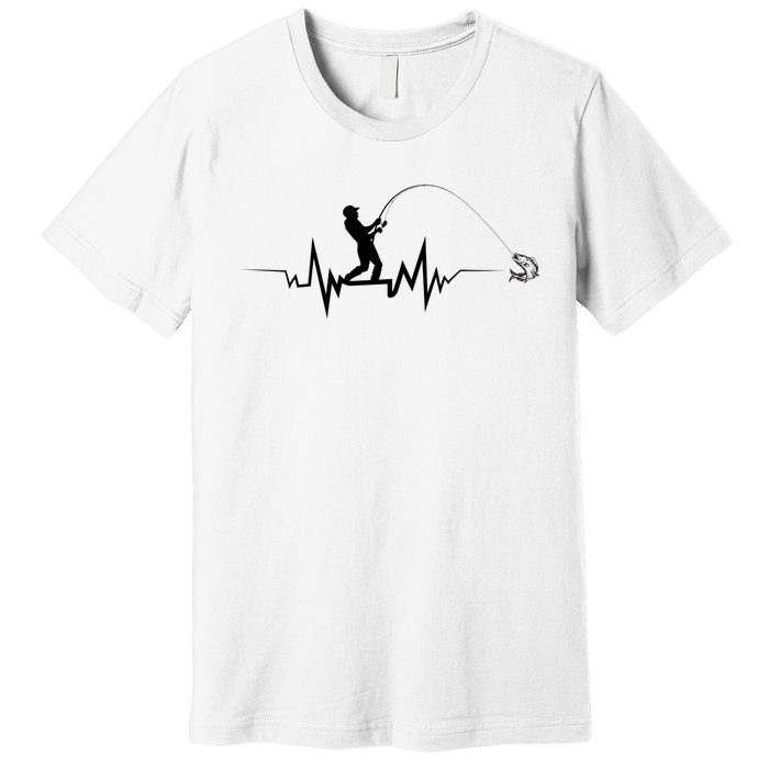 Funny Design For Fisherman Fishing Heartbeat Gift Premium T-Shirt