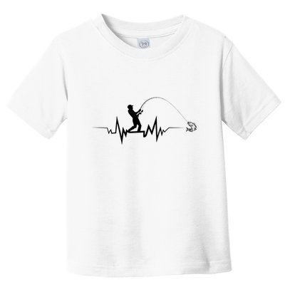 Funny Design For Fisherman Fishing Heartbeat Gift Toddler T-Shirt